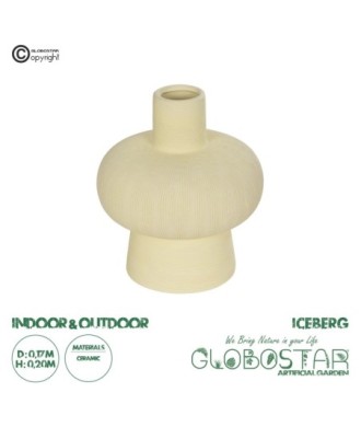 GloboStar® Artificial Garden ICEBERG 21263 Διακοσμητικό Κεραμικό Βάζo Μπεζ Π17 x Μ17 x Υ20cm